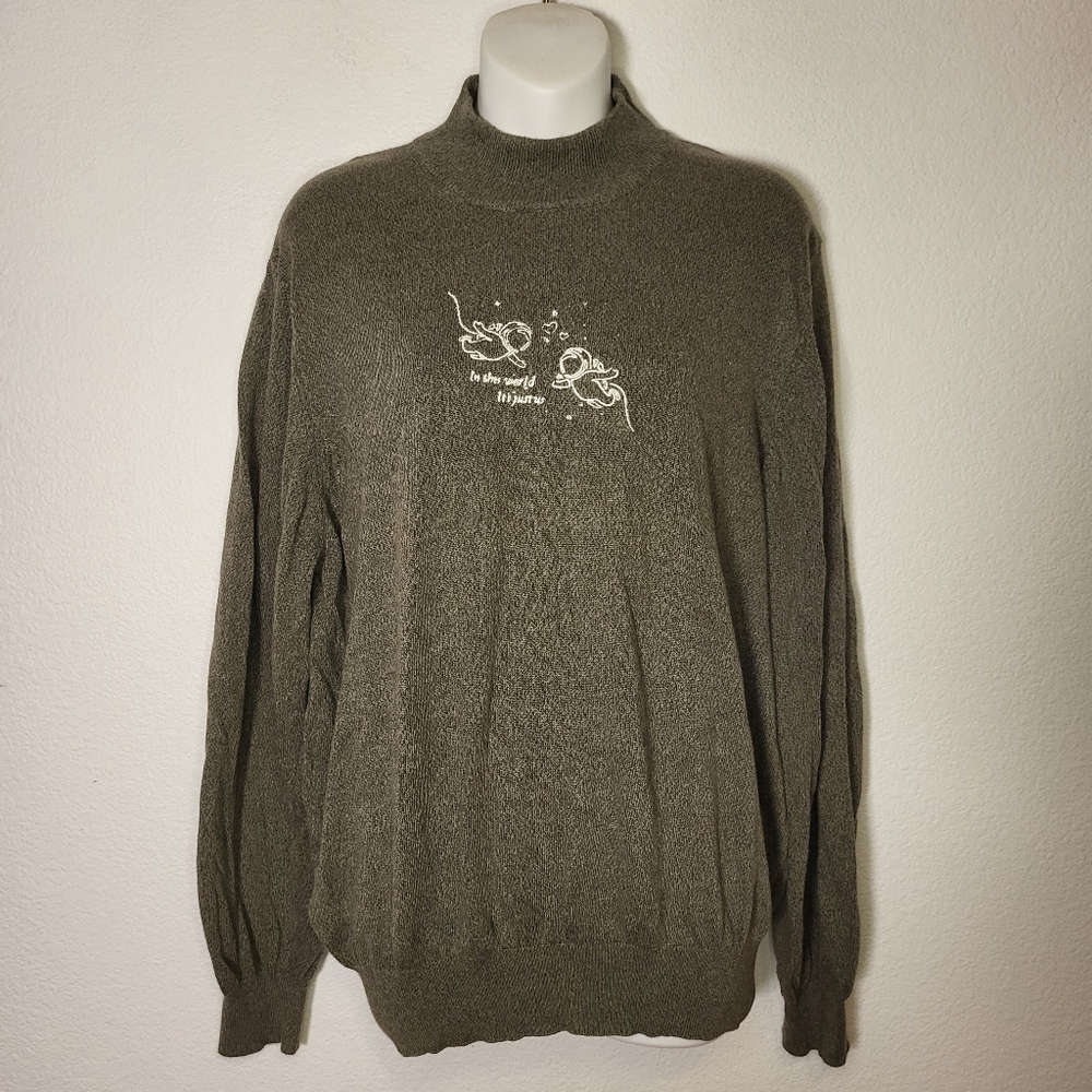 Toscano Pullover Turtleneck Sweater size Medium "In this world, it's just us!"